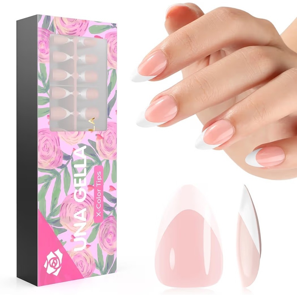 UNA GELLA French‎ Manicure Short Almond Nails Nail Tips 288 pc. NIB